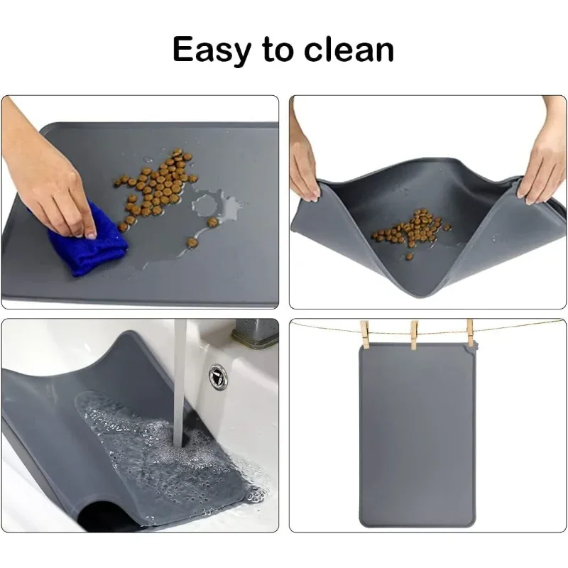 Pet Supplies Silicone Dog Bowl Mat with High Lips Non-Stick Waterproof Food Feeding Pad Puppy Feeder Tray Water Cushion Placemat 3