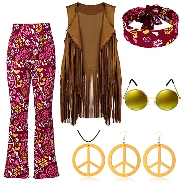 Déguisement Hippie Peace & Love Femme à Franges – photo 7