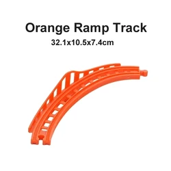 Wooden Railway Track Accessories Set with Bridge and Tunnel (Orange Ramp)