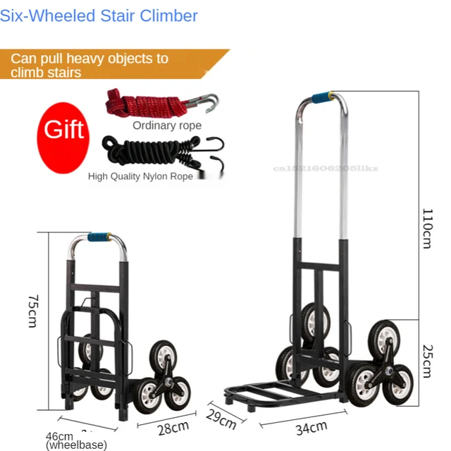 Hand Cart Push Car Heavy King Moving Cargo Trailer Húzza Meg Az Árukat A Lépcsőn - Image 6