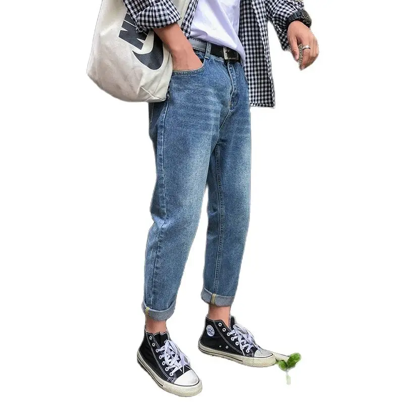 Wholesale 2022 Men's Summer Trendy Men Women Couple Casual Pants Korean Retro Tooling Loose Wide Leg Straight Jeans Wholesale