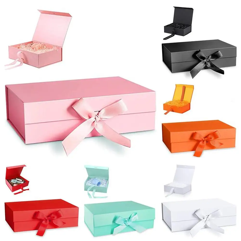 Strong Cardboard Folding Gift Box With Magnetic Buckle Ribbon Exquisite strong-cardboard-folding-gift-box-with-magnetic-buckle-ribbon-exquisite