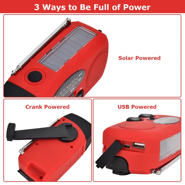 Handheld Radio with Flashlight Power Bank for Emergency Solar Powered - Image 5
