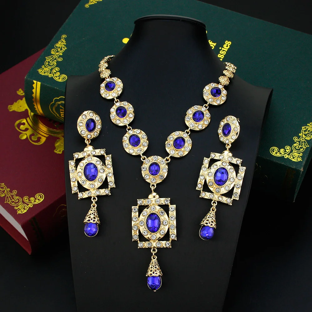 Sunspicems-مجموعات مجوهرات العروس المغربية باللون...