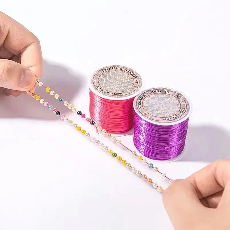 RG49 50m/Roll 0.8mm Colorful Strong Elastic Crystal Beading Cord for Jewelry Making DIY Bracelets Stretch Thread String Necklace nylon cord macrame cord silk cord satin cord faux suede cord waxed cord leather cord