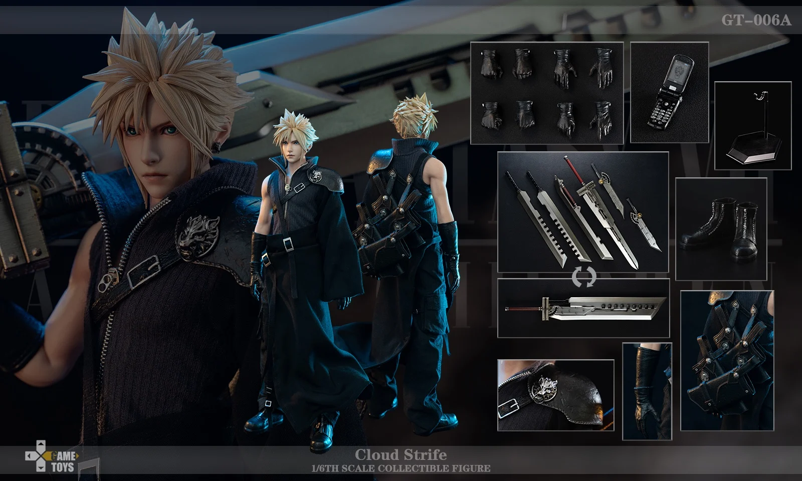 Original FF7 AC Game toys GT-006A 1/6 Cloud Strife 1/6