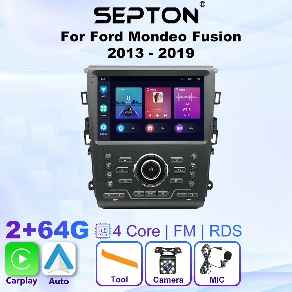 thumbnail image 1 of Radio para coche SEPTON para Ford Mondeo Fusion 2013-2019 8G + 256G 8 núcleos Wifi Carplay Android Auto GPS Radio para coche Reproductor de vídeo multimedia, 1 of 5