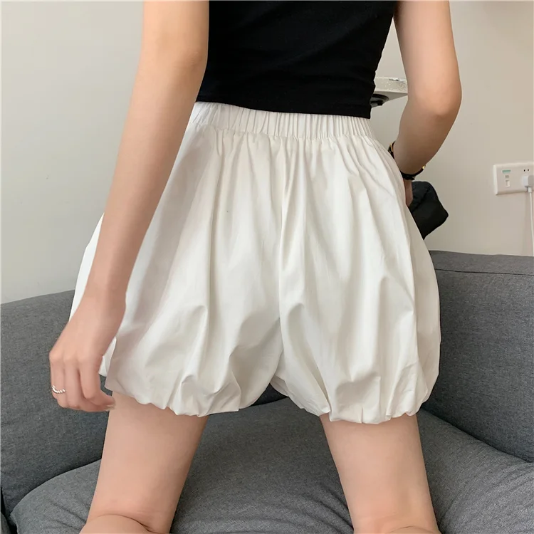 Shorts femininos de elástico, calça casual coreana