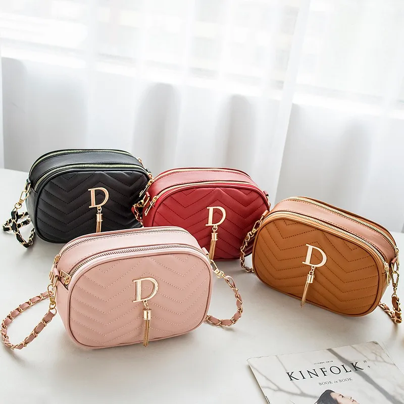 

Women's Fashion Casual Chain Bag Double Layer Storage Single Shoulder Messenger Bags Simple Versatile Handbag