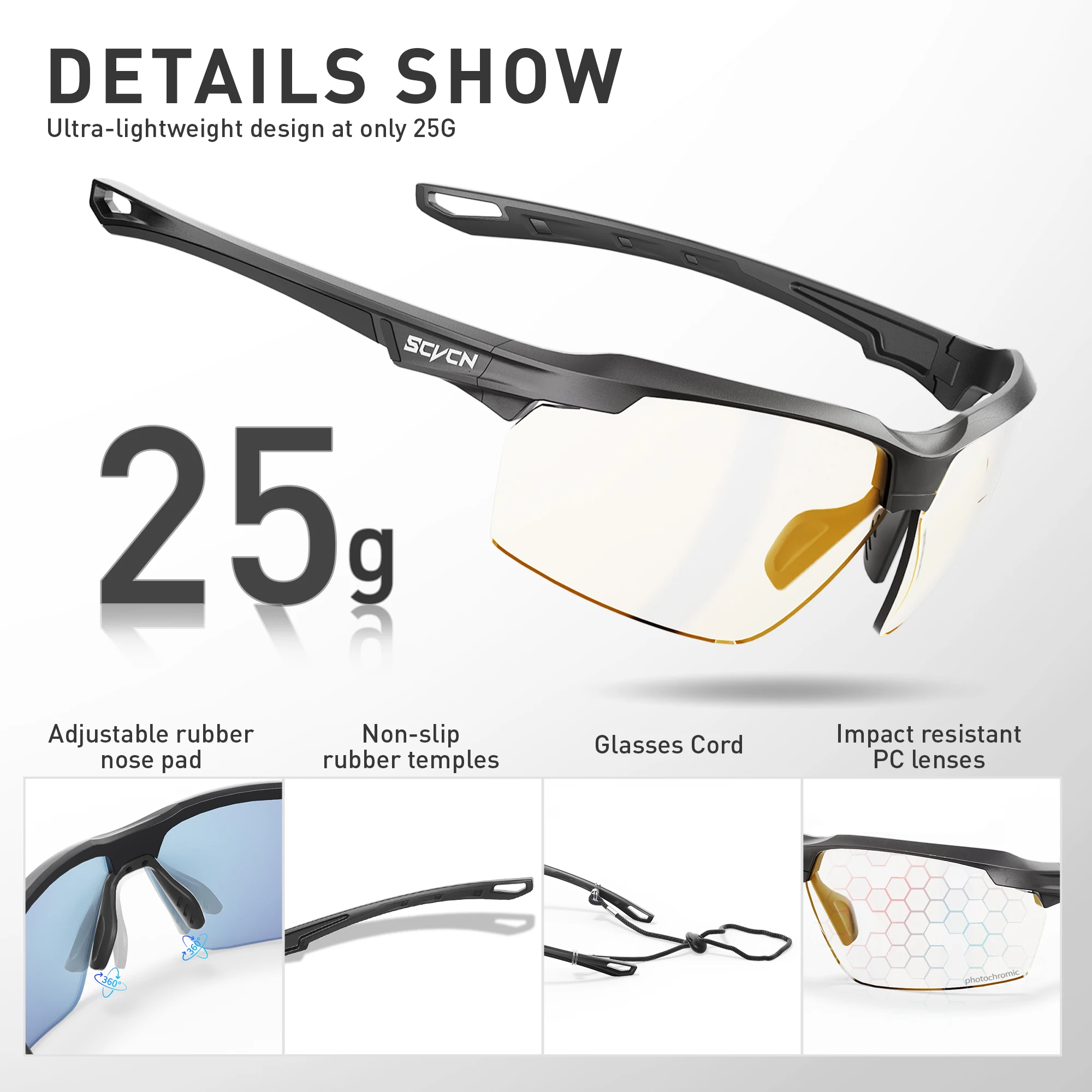 نظارات شمسية SCVCN فوتوكروميك لركوب الدراجات نظارا...