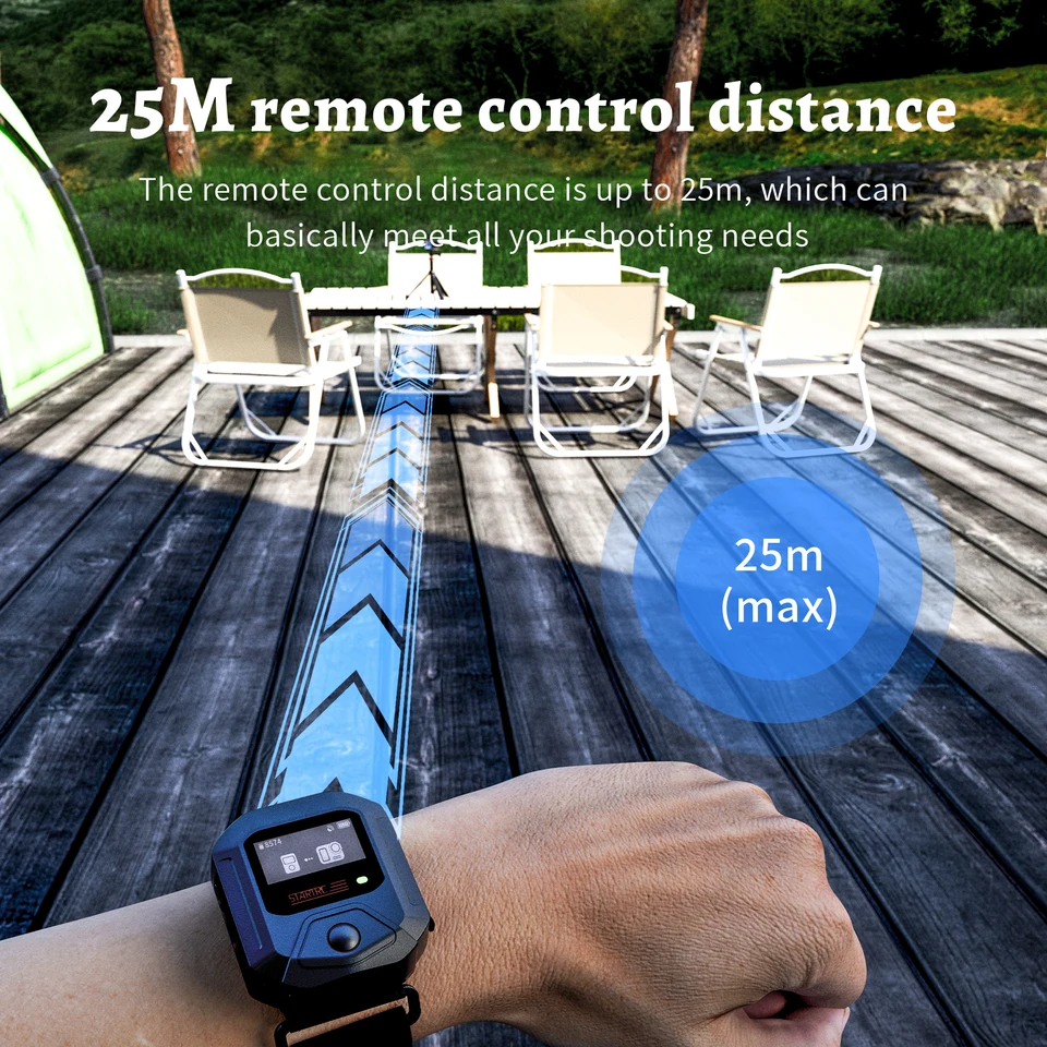 Telecomando Bluetooth Per Action Cam – Compatibile Con Insta360, DJI OSMO E GoPro, Portata 50 M, Batteria 96 Ore, Resistente Agli Spruzzi