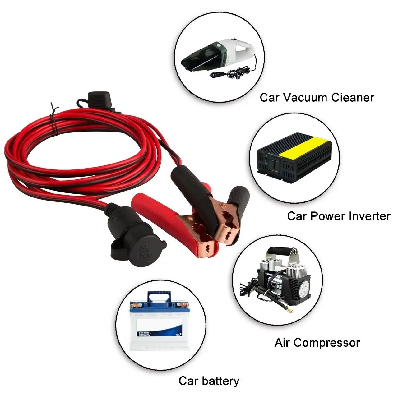 12V/ 24V Car Cigarette Lighter Socket To Battery Alligator Crocodile Clip Connector, car cigarette lighter connector