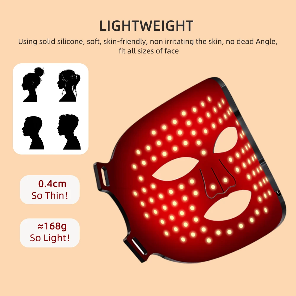7 Colors Silicone Led Red Light Thearpy Face Mask 180 Lamp Beads Led Facial Mask For Anti Wrinkle Aging Tighten Rejuvenation