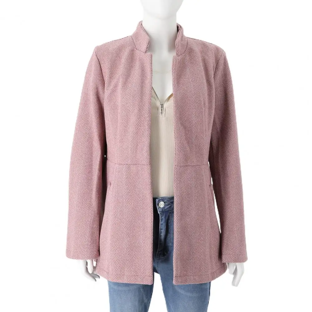 Autumn Winter Women BlazerLong Sleeves Cardigan Fashion Solid Color Woolen Suit Coat Office Lady Blazer Jacket Business Clothes