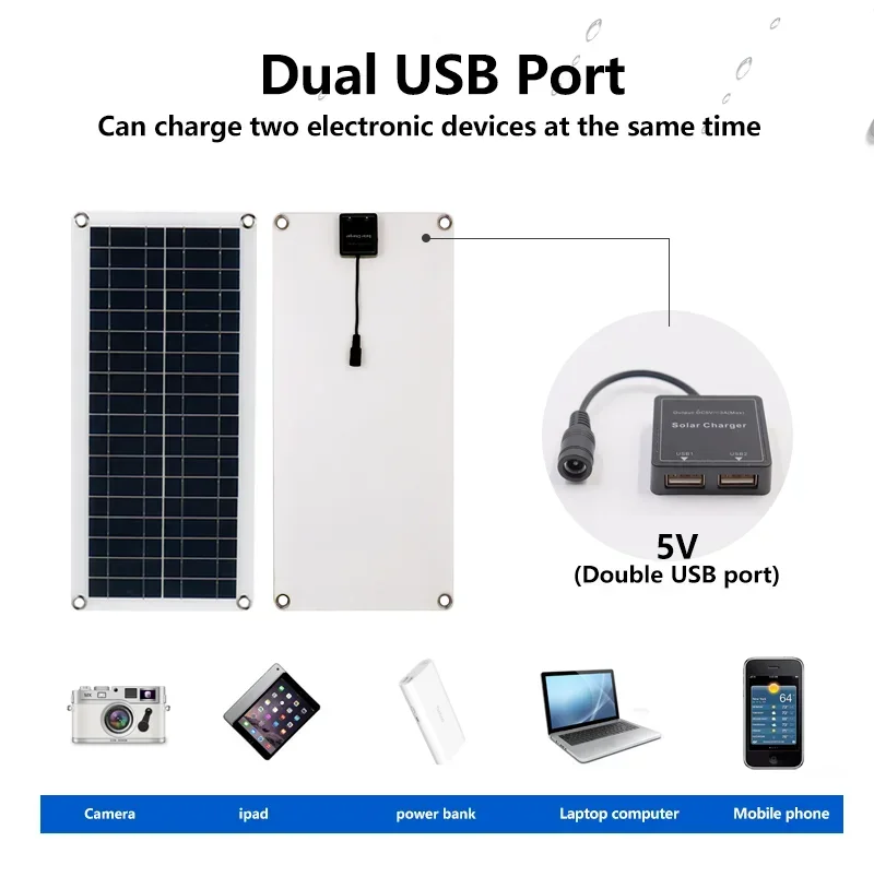 Panneau Solaire Pliable USB - 7W/60W/100W - Charge Mobile, Tablette, PC - Camping, Rando