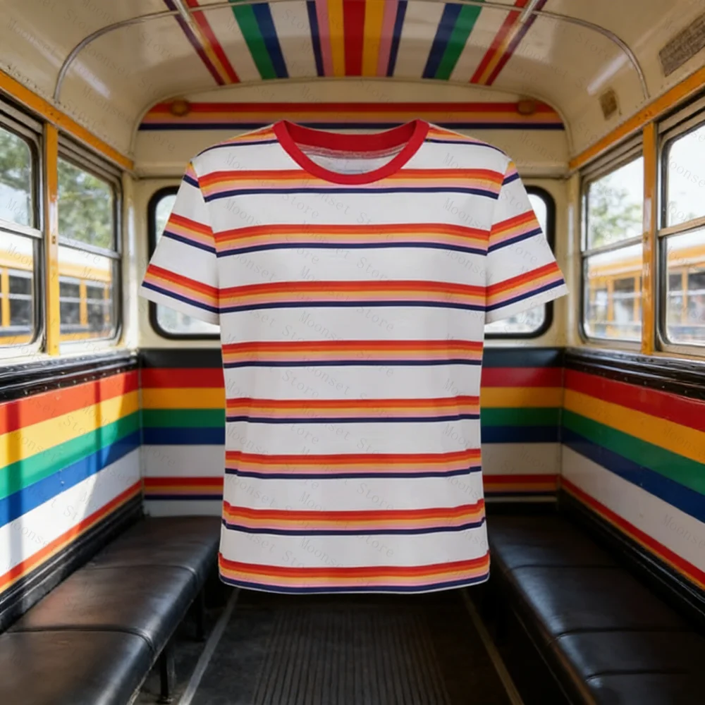 2026 Max Mayfield Cosplay-Kostüm Regenbogenfarbenes gestreiftes T-Shirt für Damen und Mädchen, lässig, farbenfroh, für Kinder, T-Shirt, Herren-Shirts, Damen-T-Shirts