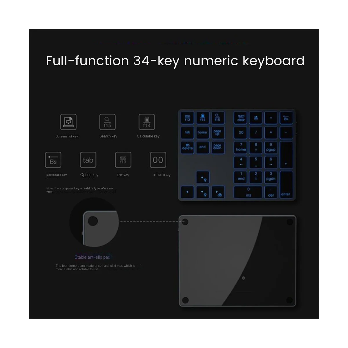 

Подсветка Bluetooth цифровая клавиатура RGB перезаряжаемая 34-клавишная клавиатура алюминиевая клавиатура для ПК ноутбука