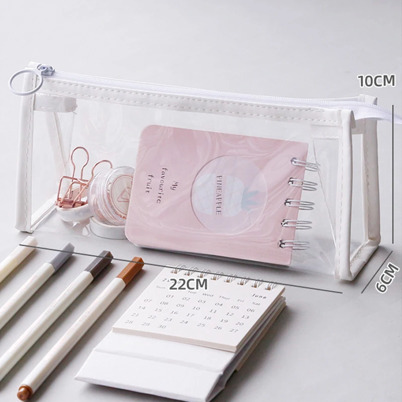 PVC Transparent Waterproof Pencil Case Pencil Bags Students Stationery School Supplies Portable Pen Pouch Bag