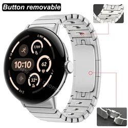 Stainless Steel Link Bracelet Watchband Accessory for Pixel Watch 3 45mm (Silver 2)