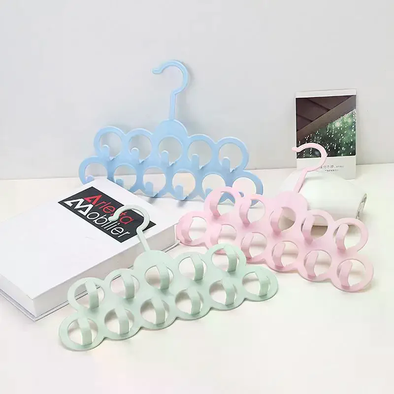 11홀 욕실 수납 랙 플라스틱 옷걸이 정리함 옷장 공간 절약 스카프 벨트 넥타이..