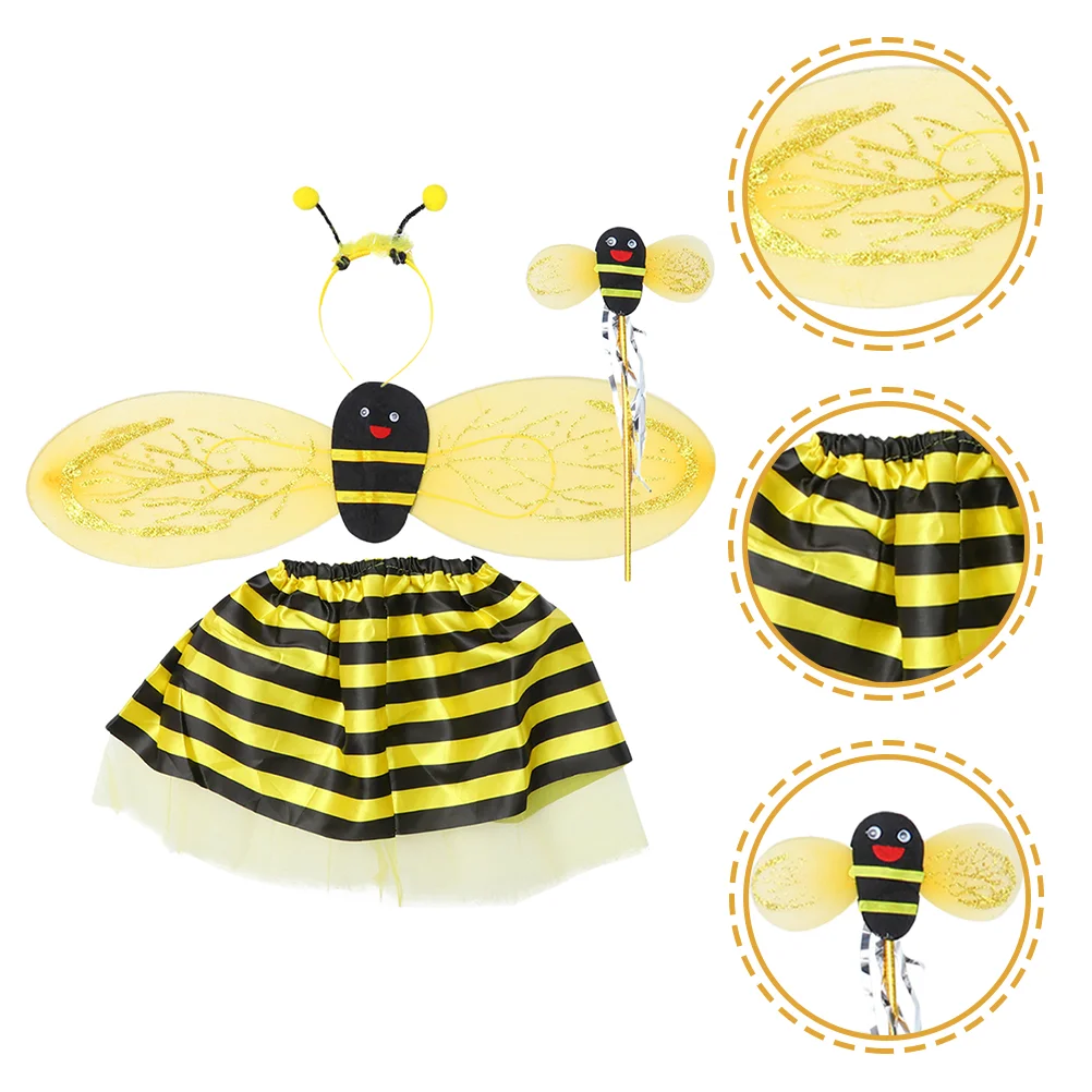 

2 Sets Little Bee Props Costume for Kids Headband Halloween Cosplay Girl Plastic Party Supplies Wings Child
