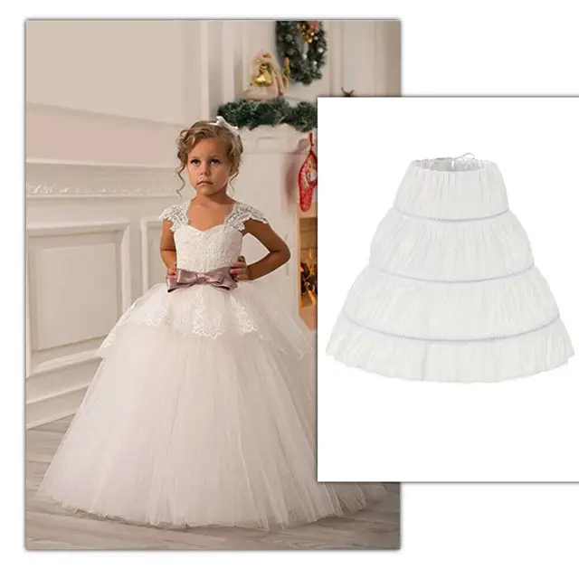Mode blanc dentelle enfants jupe jupon anneau en acier réglable princesse jupe Tutu jupe 3 cerceaux mariage jupon enfants filles 1