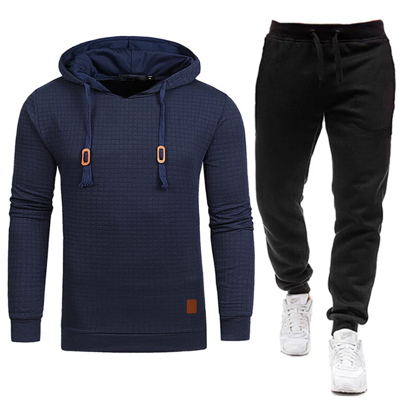 

Spring Autumn Men Tracksuit Casual Set Male Joggers Hooded Sportswear Jackets+Pants 2 Piece Sets Hip Hop Running Sports Suit 3XL