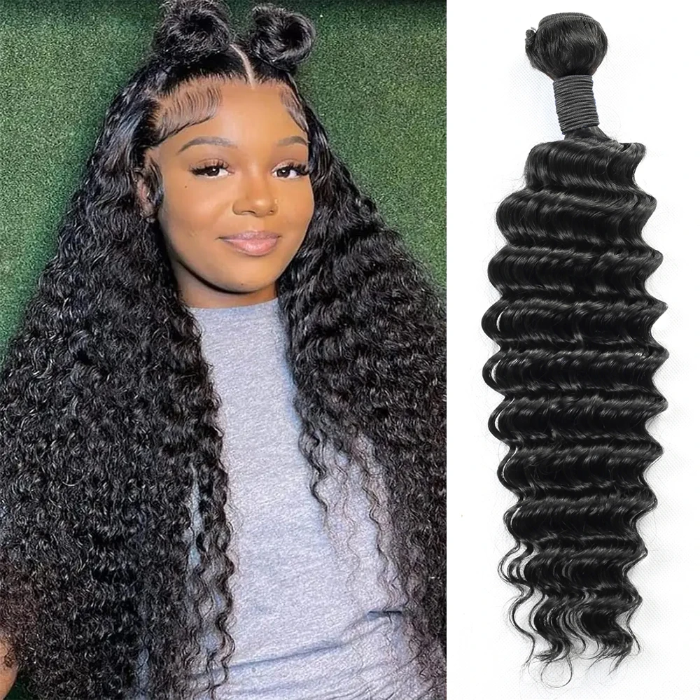 Deep Wave Bundles 26 30 Inches Bundles Brazilian Hair Natural Black Color 100% Human Hair Remy Extensions For Women