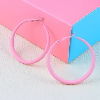 미니멀리즘 컬러풀 네온 후프 귀걸이, 핑크, 블루, 그린, 큰 원형 귀걸이, 여성 소녀 록 펑크 쥬얼리 선물, 새로운 디자인
