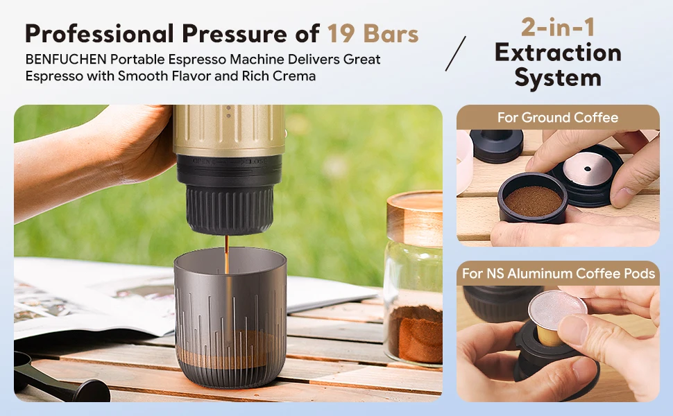 Description Picture 6 of item2in1 Portable Espresso Coffee Maker Machine Automatic Italian for Car & Home Compatible with Nexpresso Pod Capsule Coffee Powder