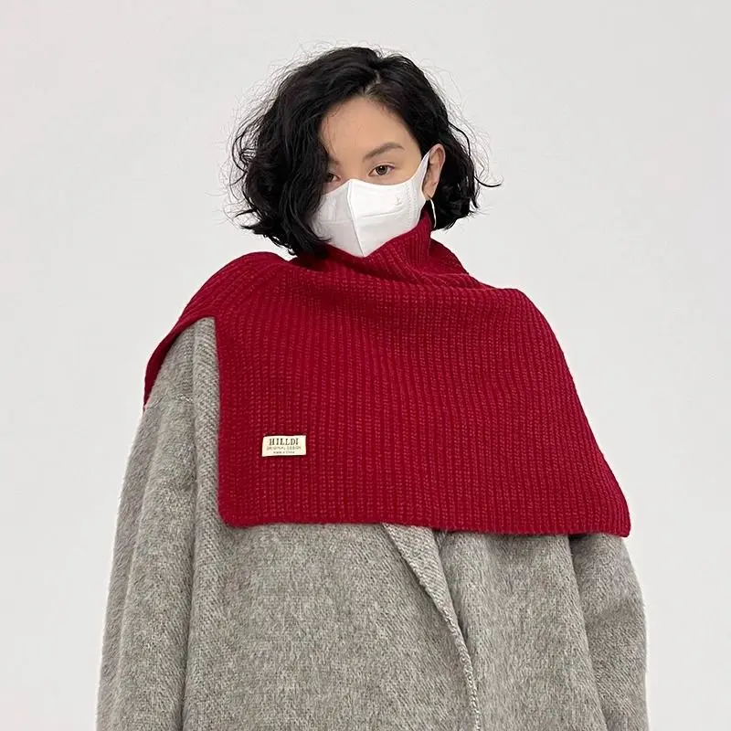 

Women Winter Cashmere Knitted Turtleneck Ring Scarf Irregular Fake Collar Soft Shawls Autumn Wool Pullover Neck Warmer Female