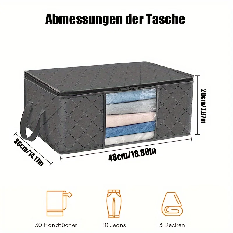 35L Fabric Storage Bags with Clear Viewing Windows - Quilted, Foldable Organizer Boxes for Clothes, Blankets & Bedding 3