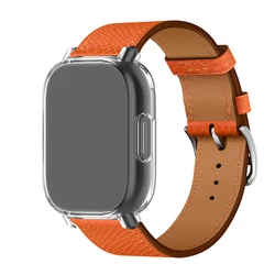 Enhanced TPU Soft Case and PU Leather Sports Strap for Smartwatch Protection (FlameOTr)