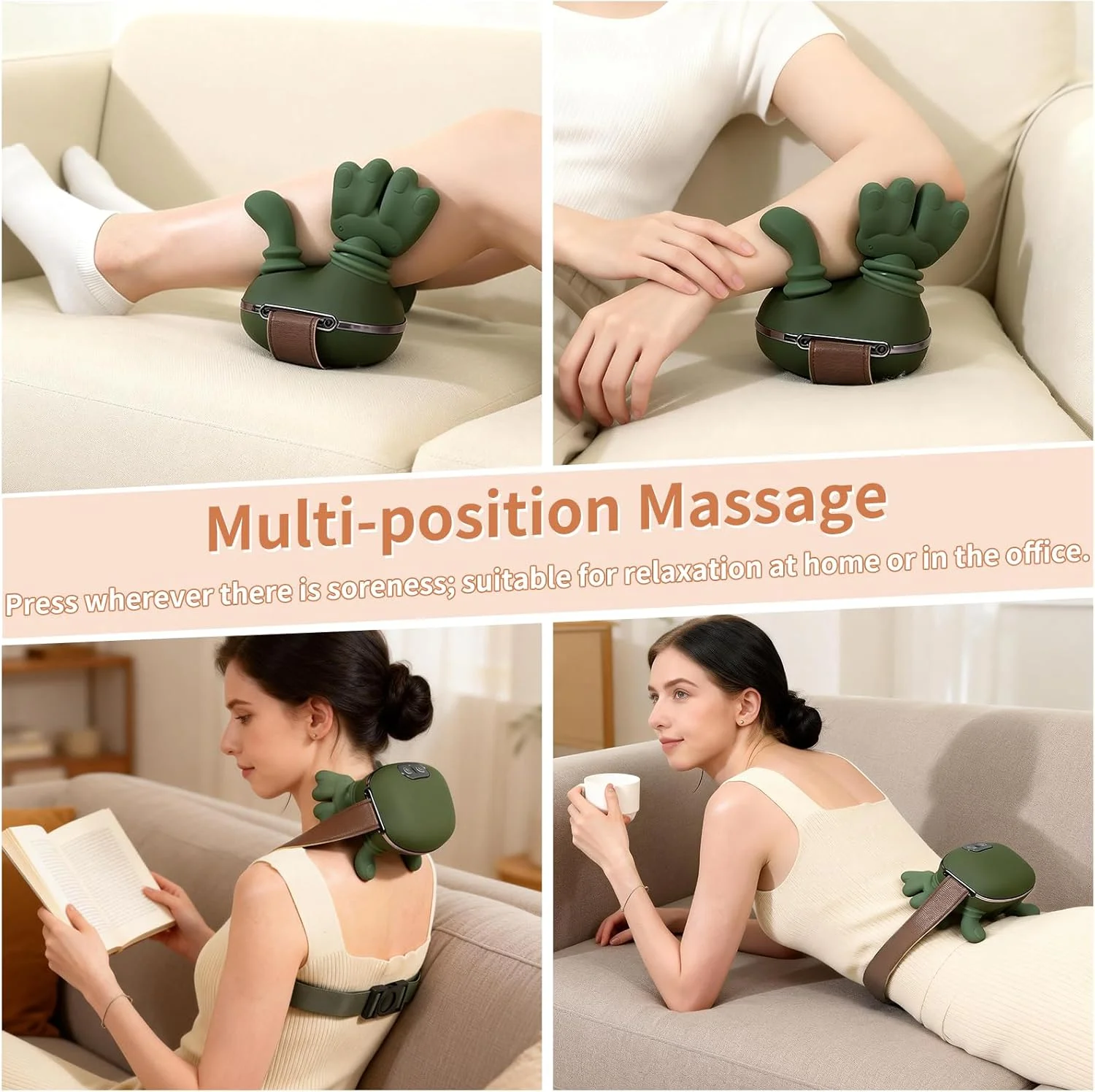 Masajeador shiatsu inalámbrico para cuello y espalda con calor_voghion.com