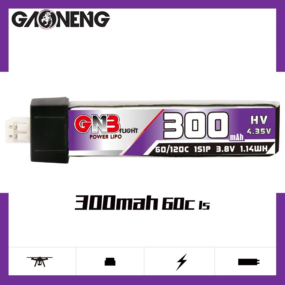 

Пластиковая головка GAONENG GNB 300mAh HV 1S 60C 120C 3,8 V PH2.0 LiPo батарея BetaFPV Beta75 Happymodel Emax Tinyhawk Racing FPV Whoops