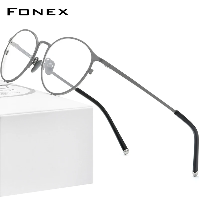 Eyeglasses Frames Eyewear Frames FONEX Pure Titanium Glasses Frame Women Vintage Round Eyewear Eyeglasses Retro Frames Men 8501