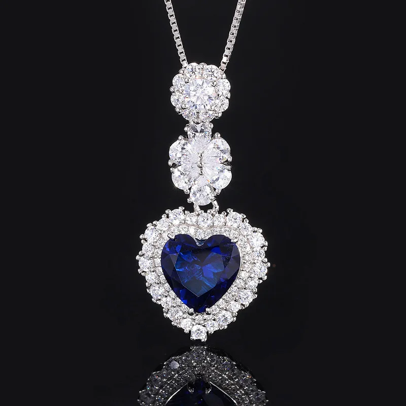 New S925 Silver Colorful Treasure Pendant Heart shaped Main Stone 10 * 10