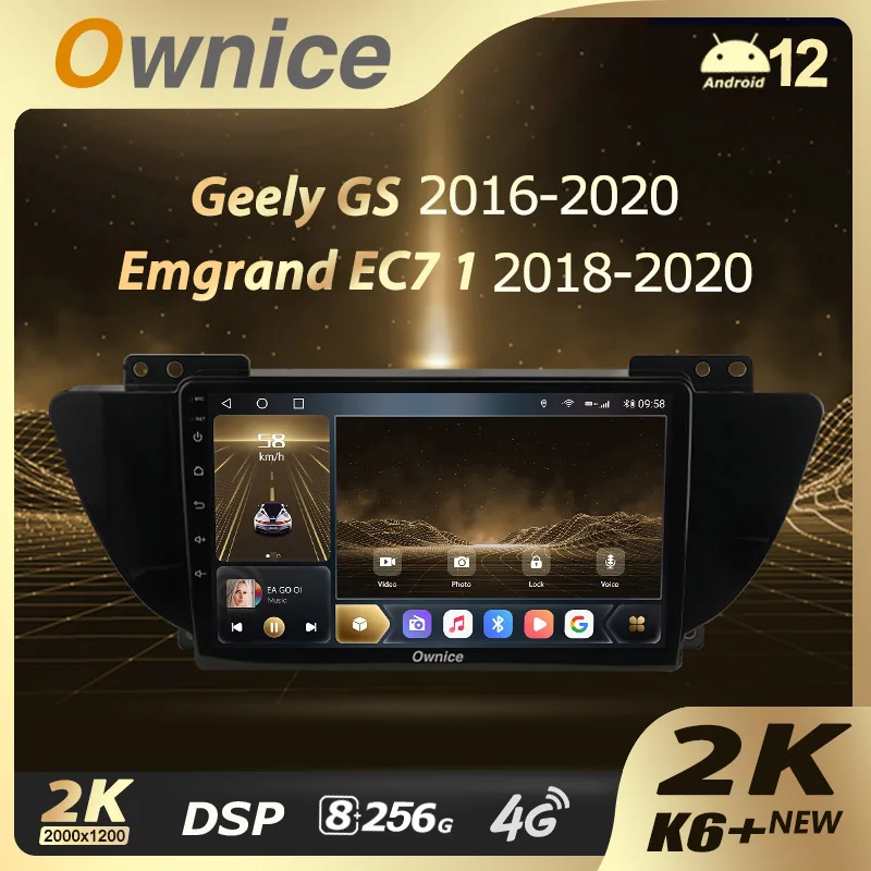 

Ownice K6+ 2K for Geely GS 2016 - 2020 Emgrand EC7 1 2018 - 2020 Car Radio Multimedia Video Player Navigat Stereo GPS Android 12