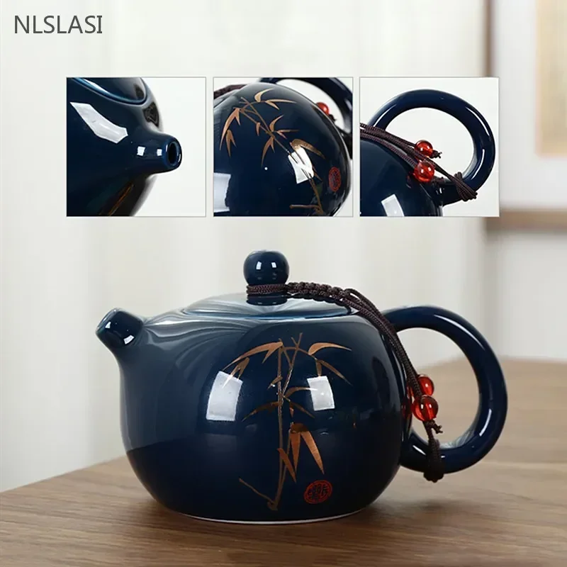Servizio Da Tè Gongfu 14 Pezzi In Porcellana Smaltata – Teiera 230 Ml, 6 Tazze E Accessori, Custodia Portatile
