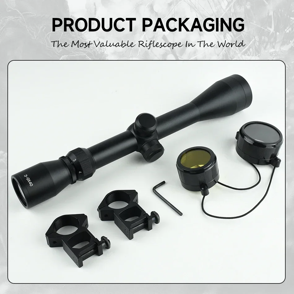 3-9x40 Hunting Riflescope rifle scope Optical Sight Second Focal Plane For Airsoft Air Guns Fit 11/20mm Rail