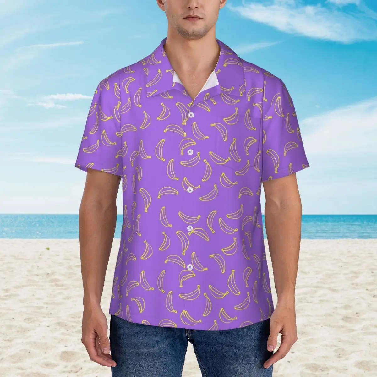 

Hawaii Shirt Vacation Colorful Banana Blouses Abstract Print Cool Casual Shirts Mens Short-Sleeved Comfortable Tops