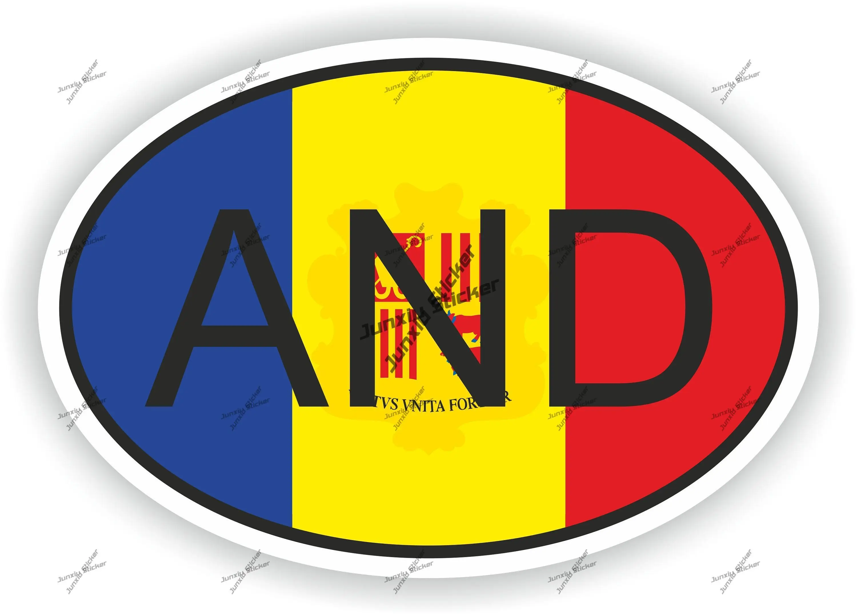 Andorra Country Code Oval Sticker with Flag Outdoor Stickers Andorra AND Decal Anti Scratch Decoration for Car Bumper Truck