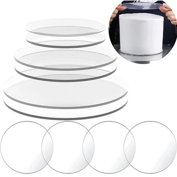 3pcs/Set Acrylic Cake Disc 4 6 8 10 Inch Round Cake Board For Cake Trimming Circle Clear Perspex Sheeting Ganaching Plate  10567