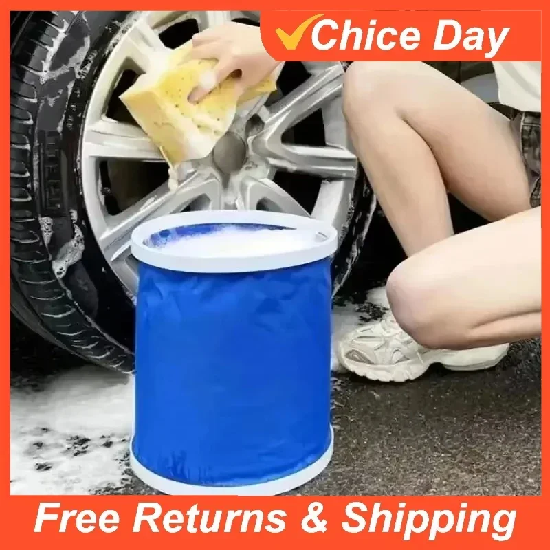 Thickening Portable Folding Bucket Outdoor Camping Car Storage Container Wash Car Mop Fishing Bucket Cleaning Tools