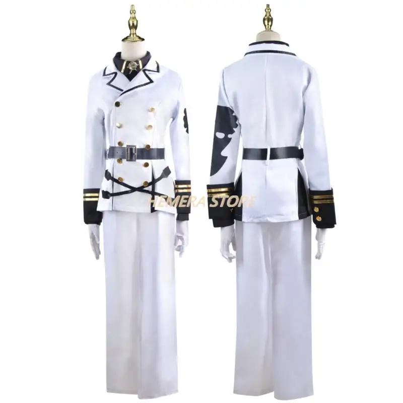 Cosplay Costume Mikaela Hyakuya Cosplay Anime Seraph Of The End Cosplay Costume Halloween White Cloak Trench Coat Pants Gloves Wig Uniform Play