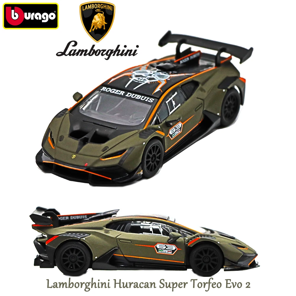 Bburago  Lamborghini Huracan Super Trofeo EVO2 Cars 1:43 Alloy Vehicle Diecast Cars Model Toy Collection Gift Adults Childrens bburago 1 43 2022 f1 red bull racing rb18 1 verstappen 11 perez formula one alloy super toy car model christmas gifts adults