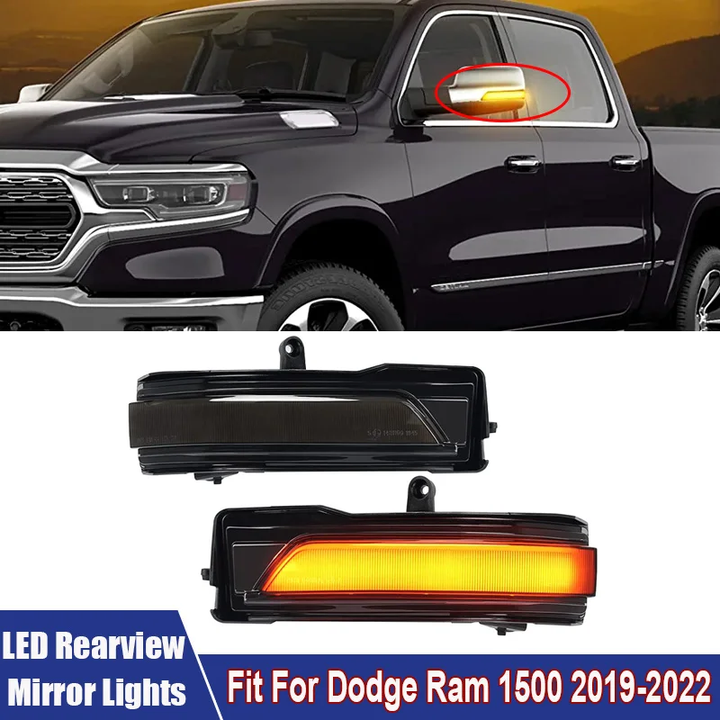 

2Pcs/Pair LED Turn Signal Side Rearview Mirror Turn Signal Light Fit For Dodge Ram 1500 2019-2022 Car Accessories Indicator Lamp