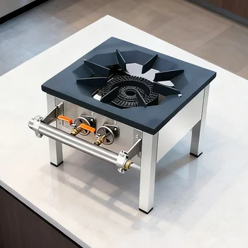 Kitchen Cooktop Stove Energy-Saving Gas Stove Commercial Household Single Gas Stove Dual Ring LPG/Natural Gas Short Footed Stove 1