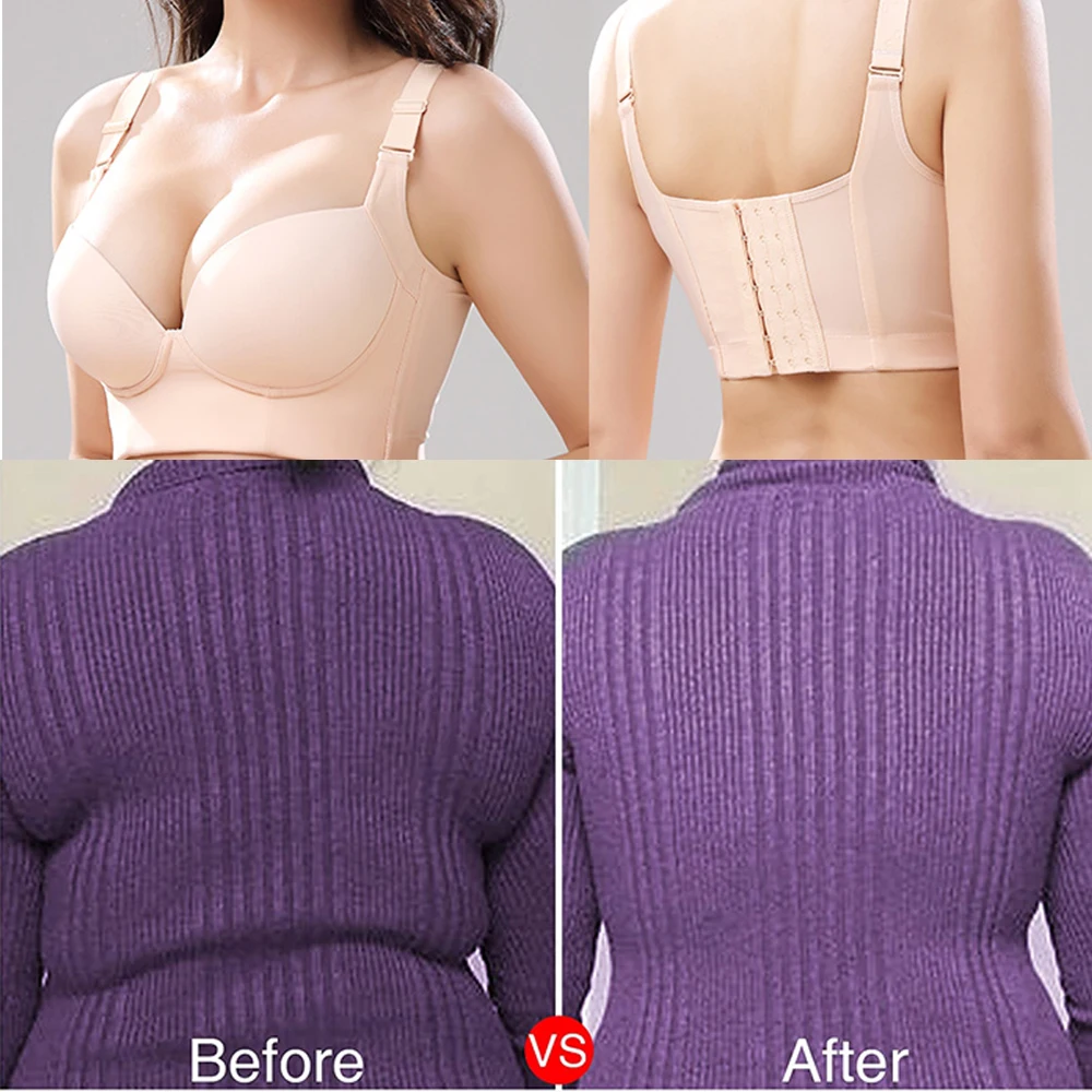 

Sexy Deep Cup Bra Hide Back Fat Bras Wire Free Deep V Big Push Up Bra Big Cup For Women