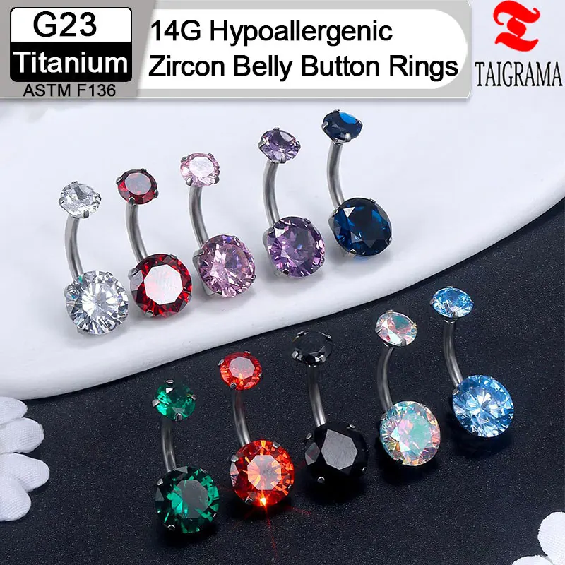 Piercing Para Ombligo De Acero Quirúrgico Con Circonio Cúbico - Varios Colores - Incluye Caja De Marca